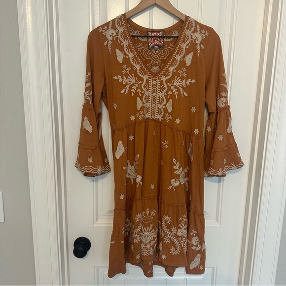Johnny Was Arzella Easy Knit Tiered Dress Boho Floral Embroidered Size Small - Picture 4 of 8